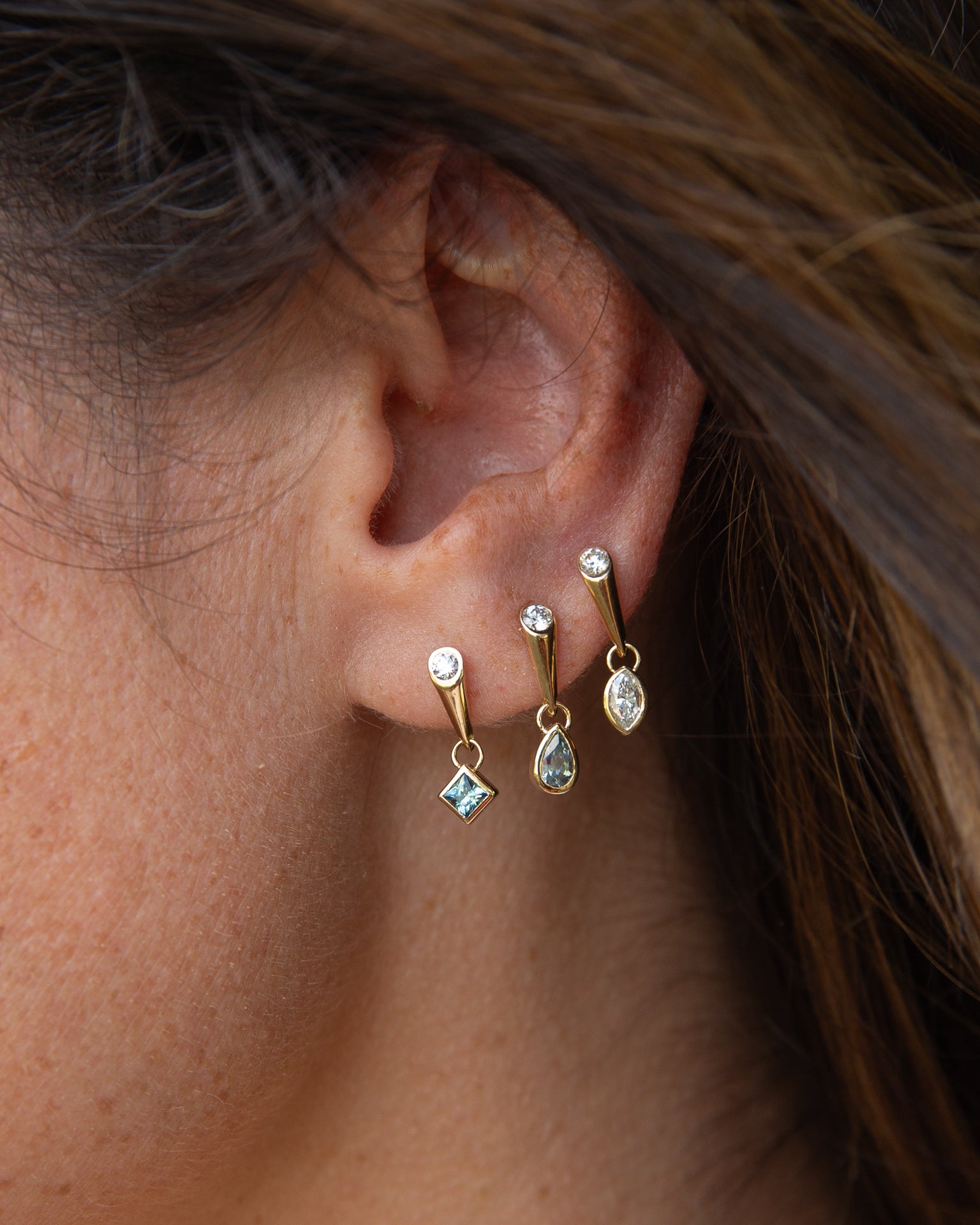 Cove Drop Earrings, Pear Sapphire