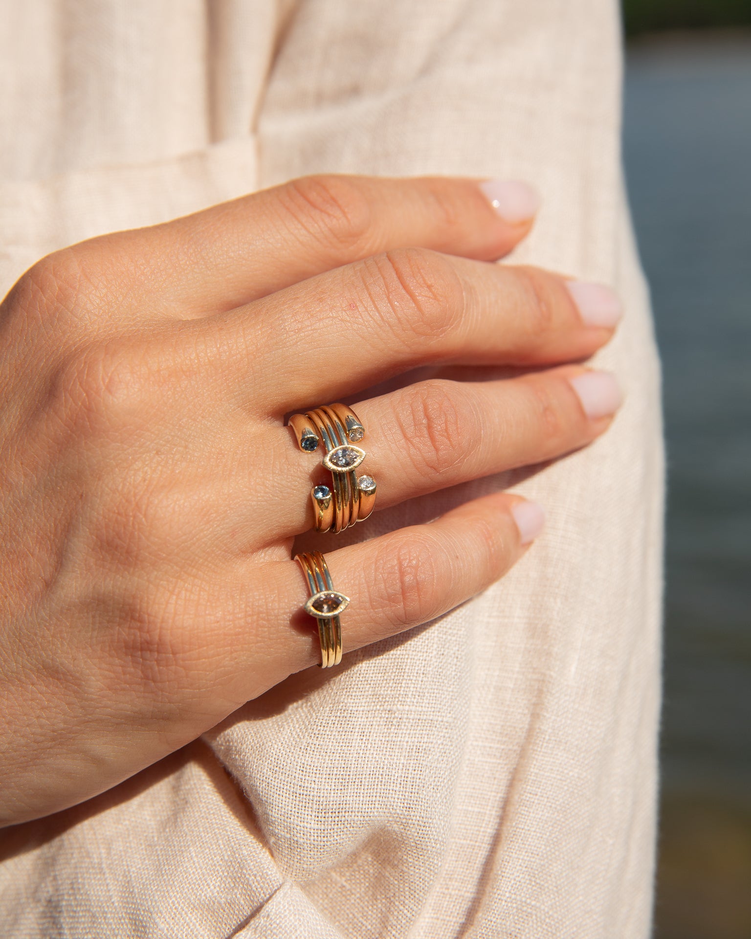 Marquise Nexus Ring, Champage