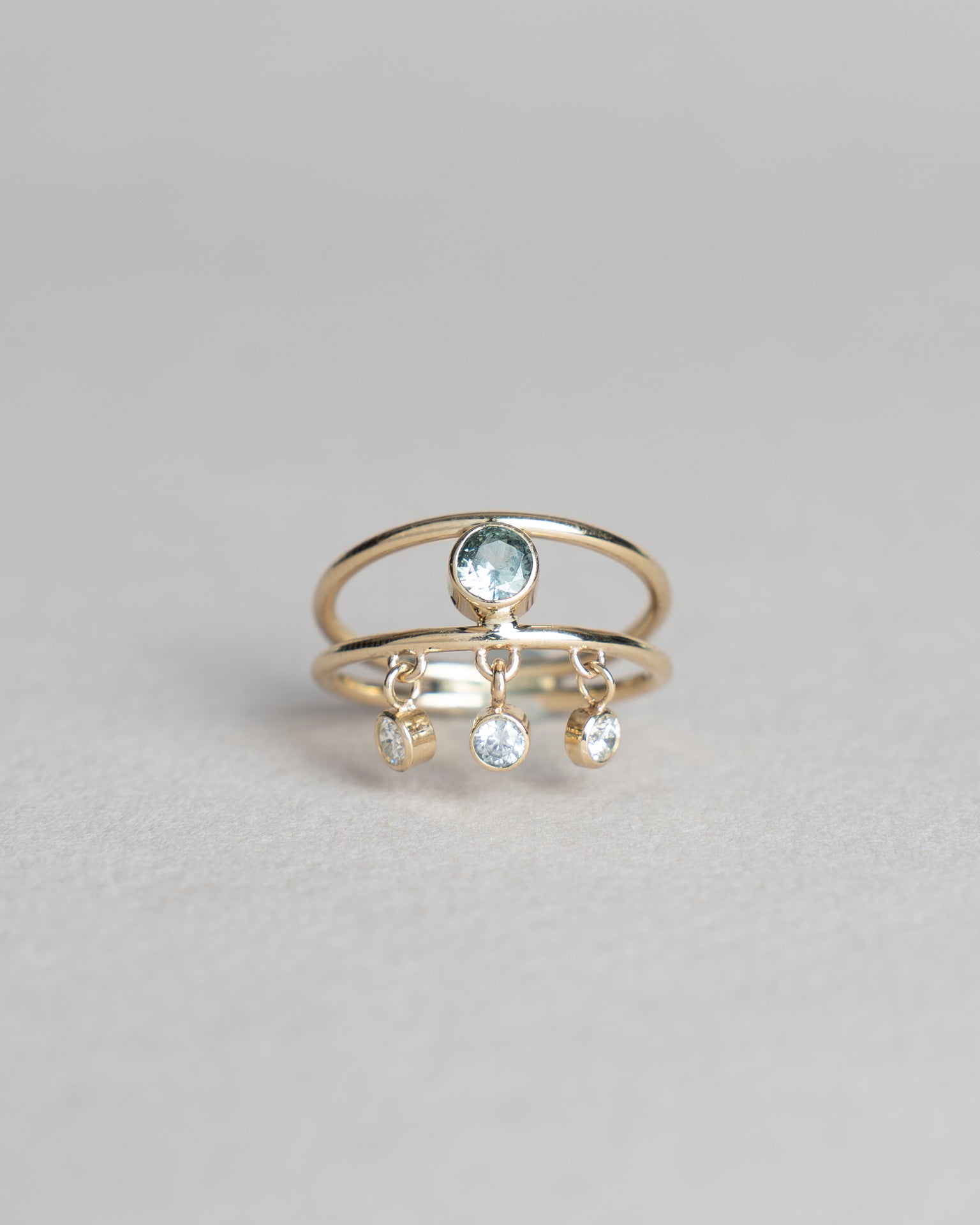 Green Sapphire + Diamond Dewdrop Ring