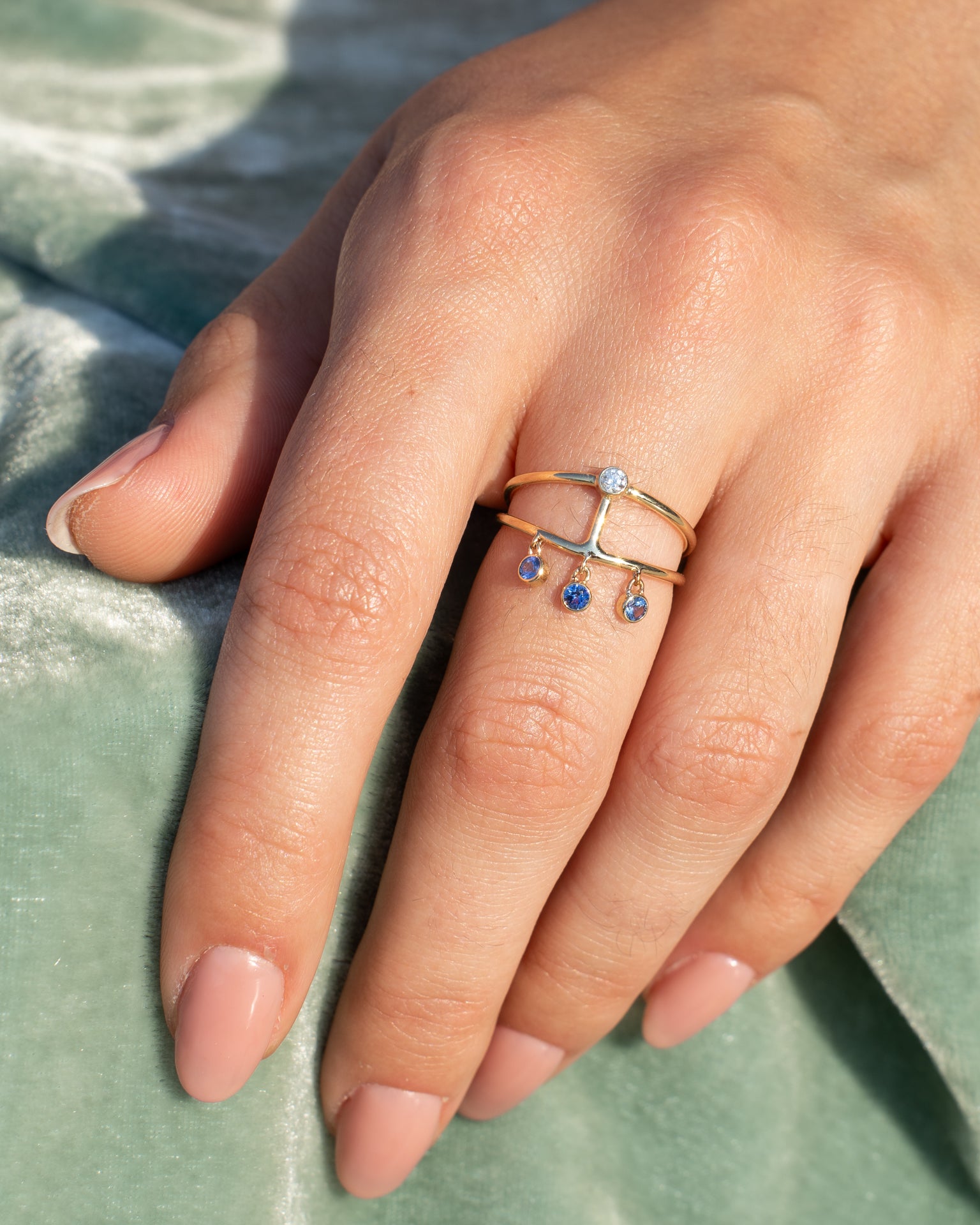 Sapphire Dewdrop Ring