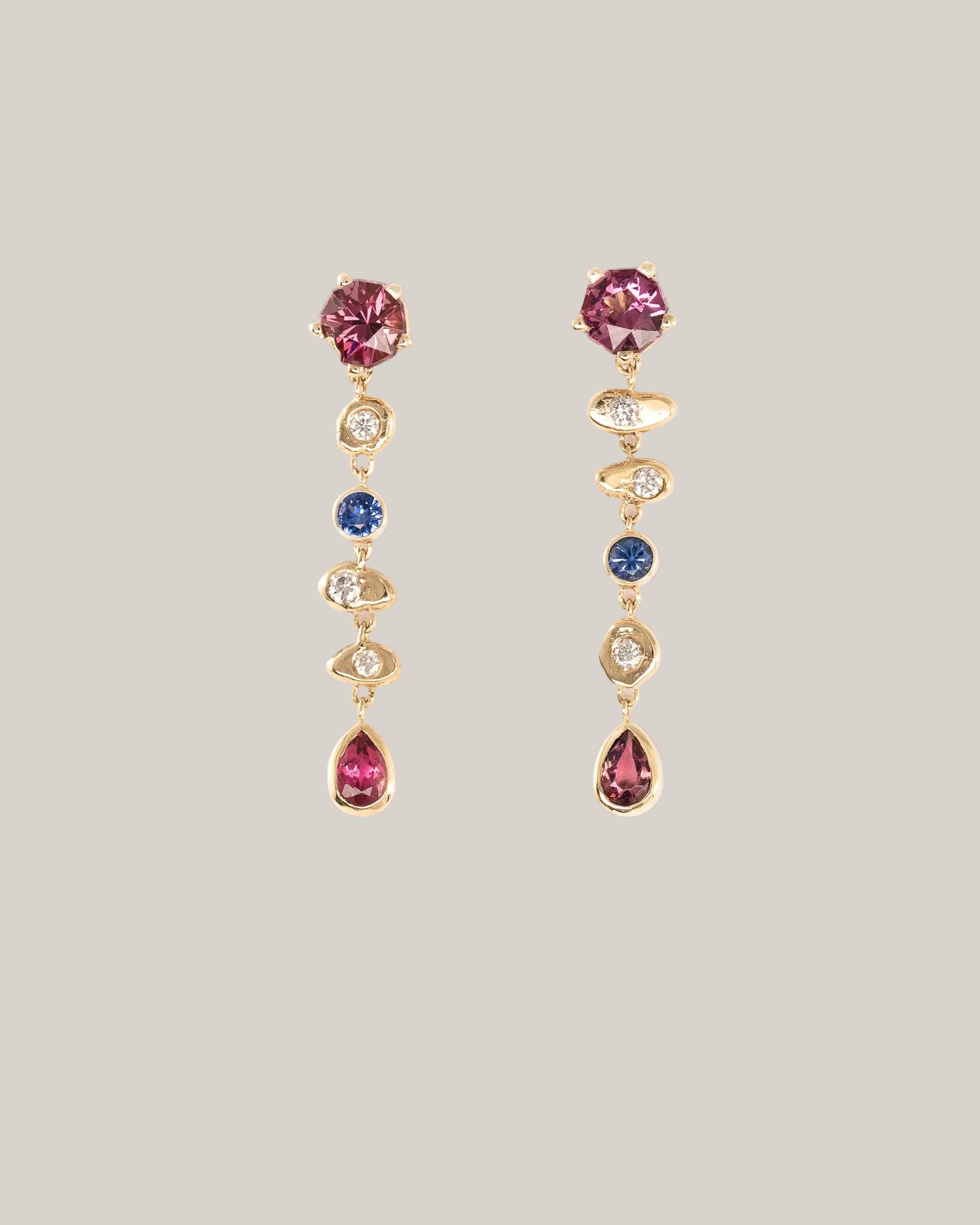 Garnet + Sapphire Cairn earrings