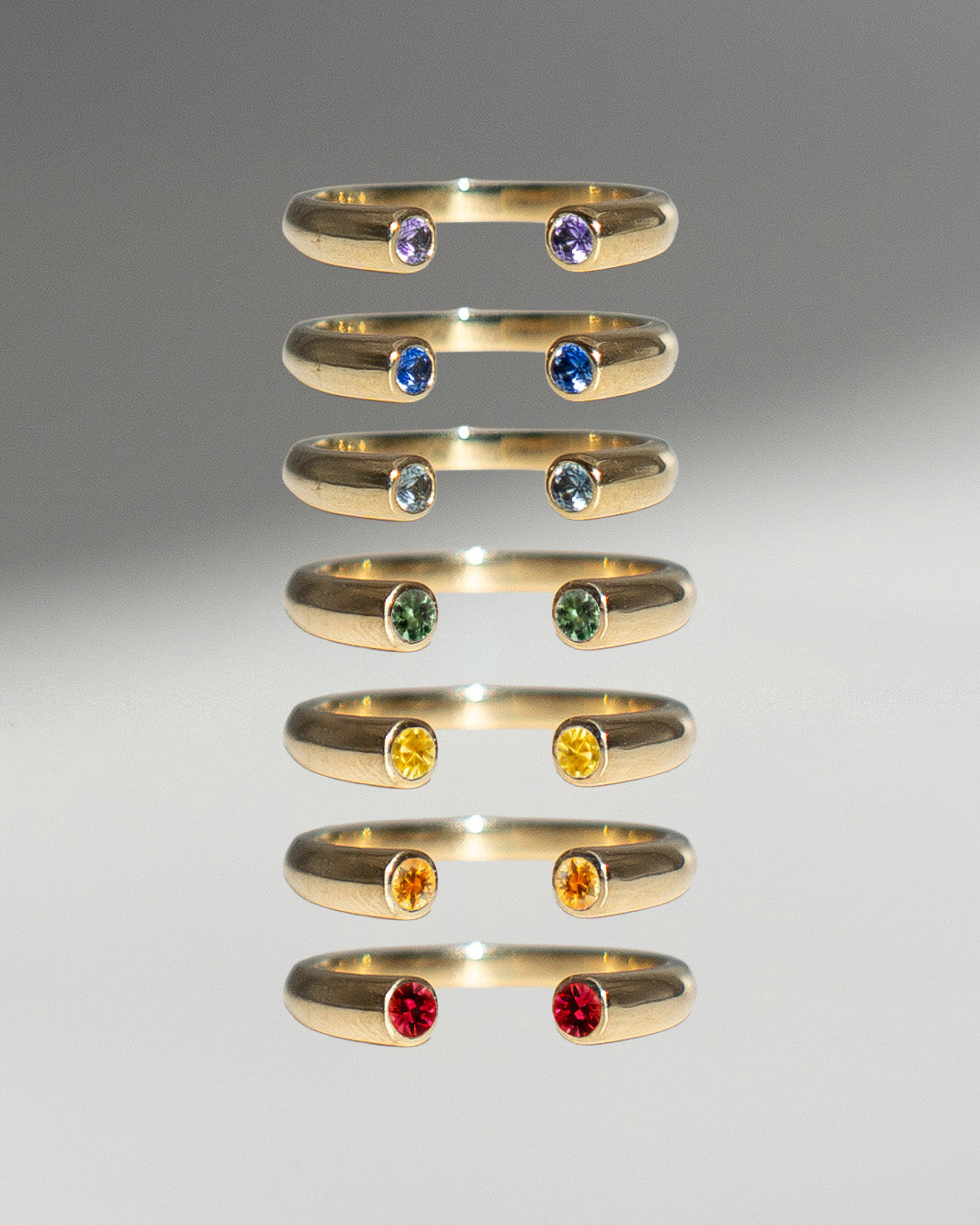 Cove Ring, Chakra Sapphires